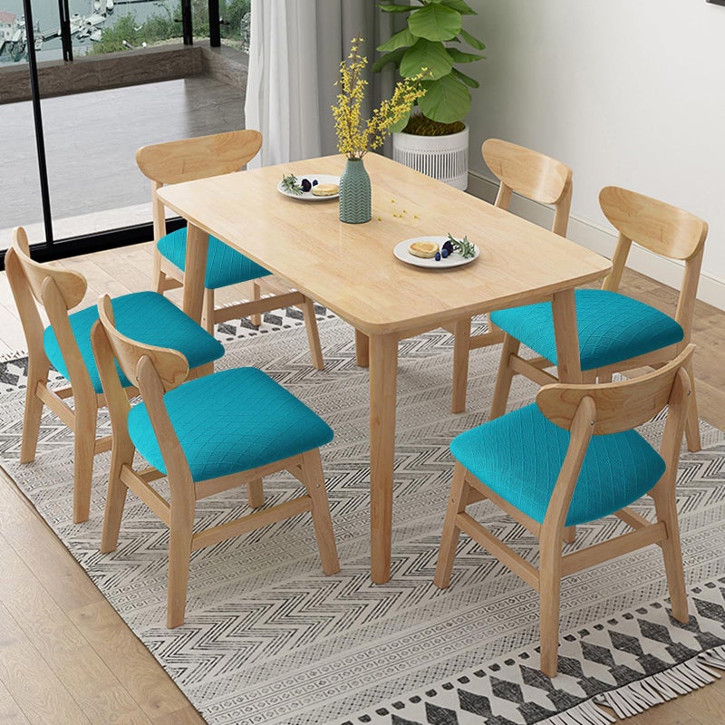 Fuloon Stretch Chair Seat Covers 6 PCS, Removable Washable Dining Chair Covers Anti-Dust Dining Room Seat Cushion Slipcovers (6, Peacock Blue) - Image 2